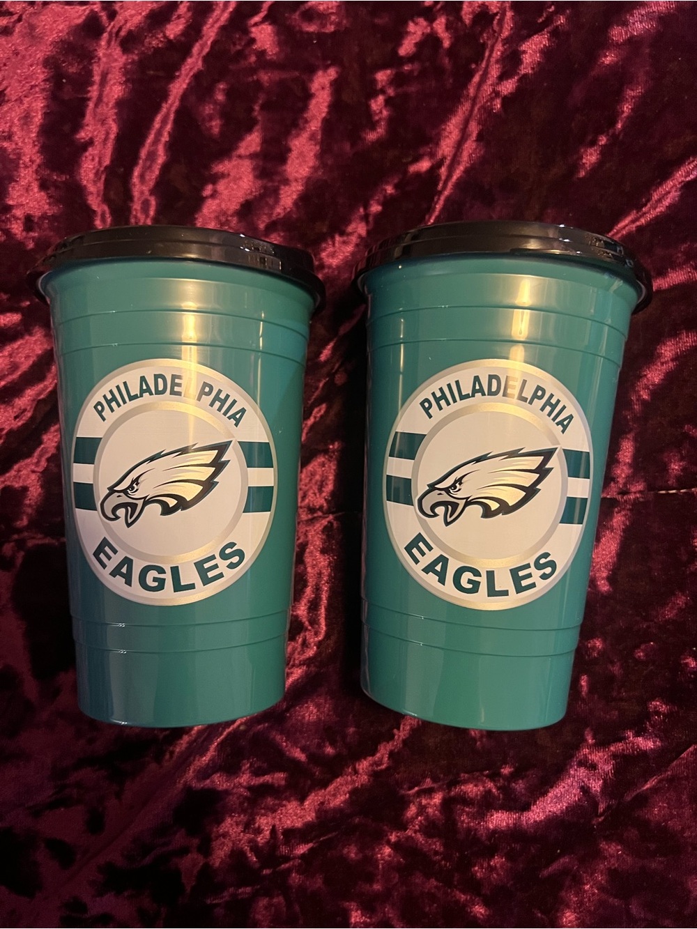 NEW Philadelphia Eagles NFL Plastic Travel
Coffee Mugs set of 2